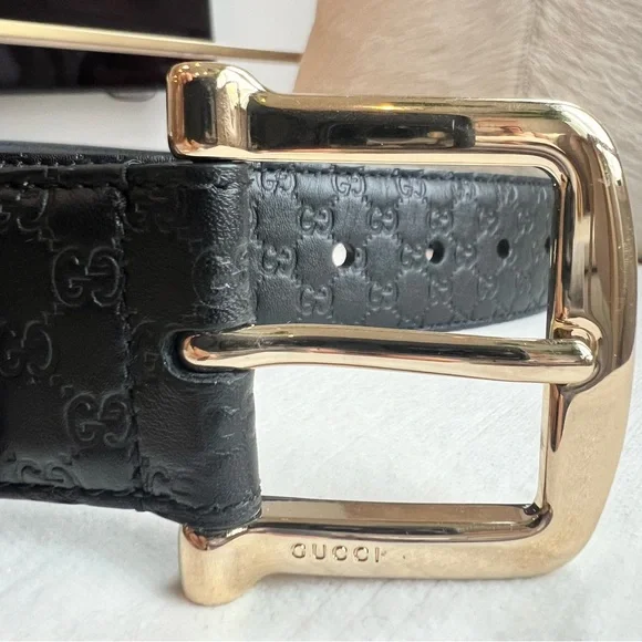 Gucci signature leather belt in black